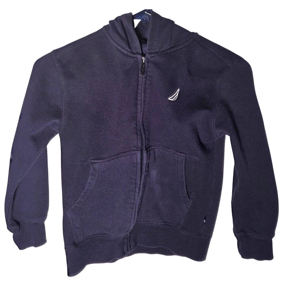 Nautica Kids Navy Blue Full Zip Hoodie - Size Large 6